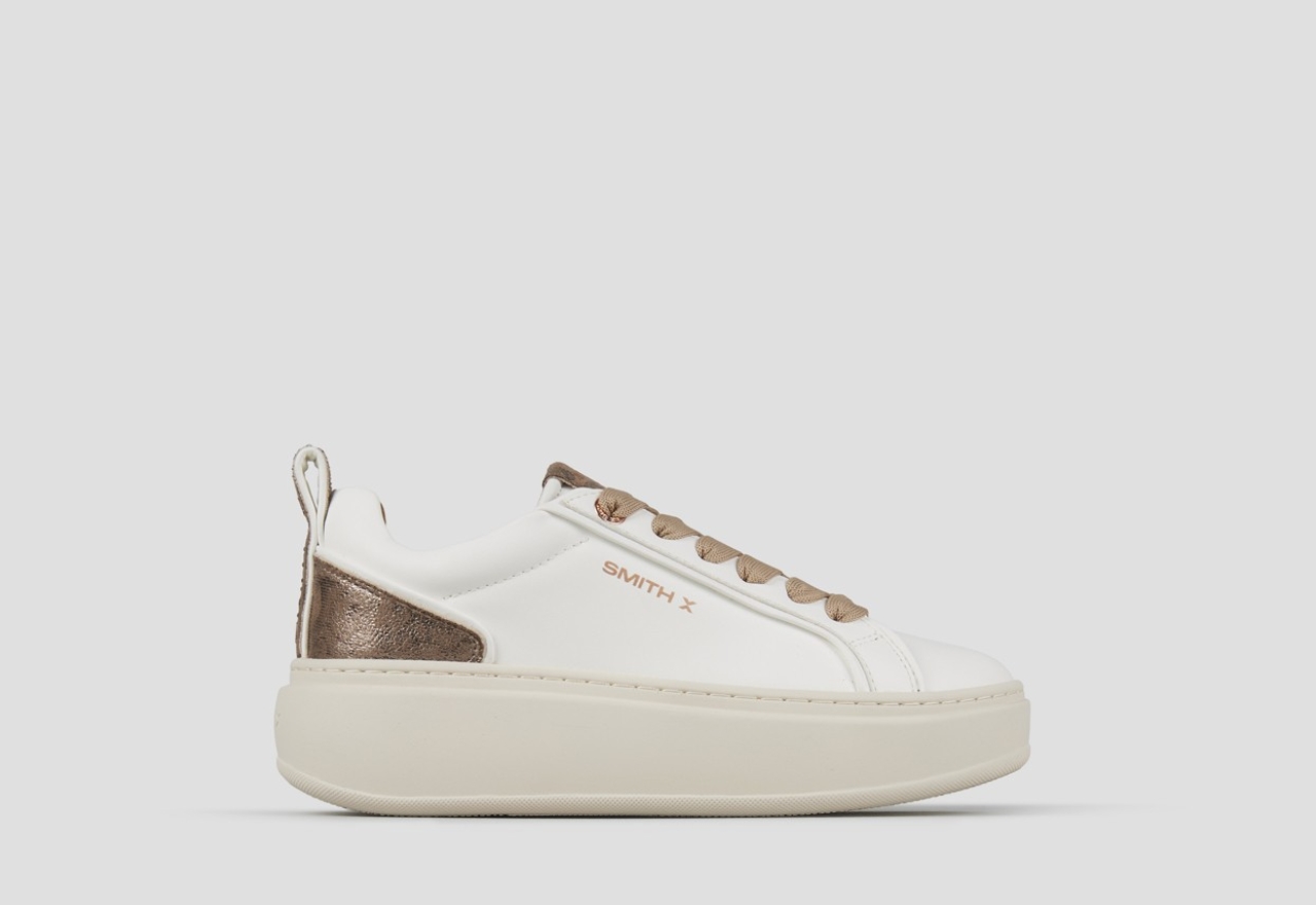 Sneakers Alexander Smith stone woman in white with brown laminated heel and beige sole - 1