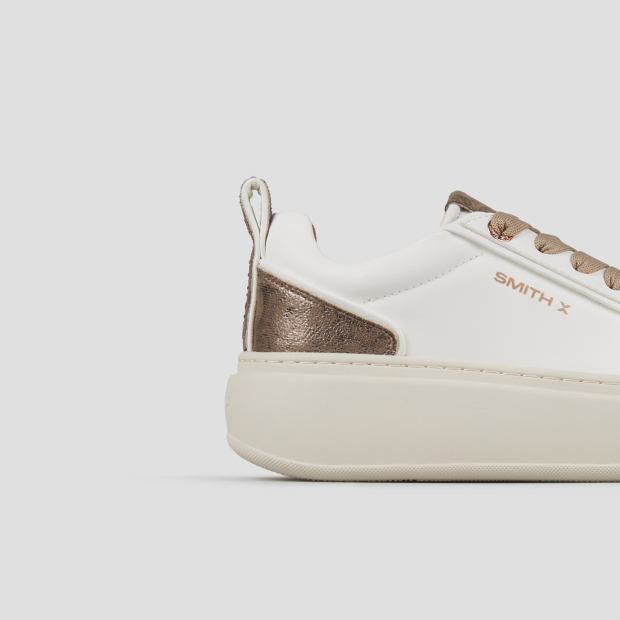 Sneakers Alexander Smith stone woman in white with brown laminated heel and beige sole - 2