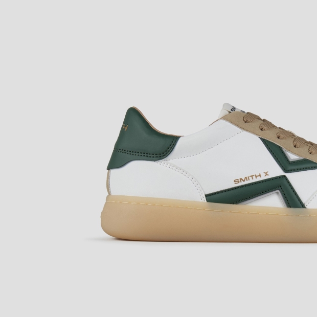 Sneakers Alexander Smith ocean man in white and suede details with green side logo and heel - 2