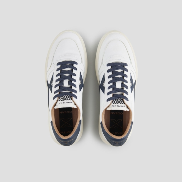 Sneakers Alexander Smith ocean man in white with blue side logo and heel - 5