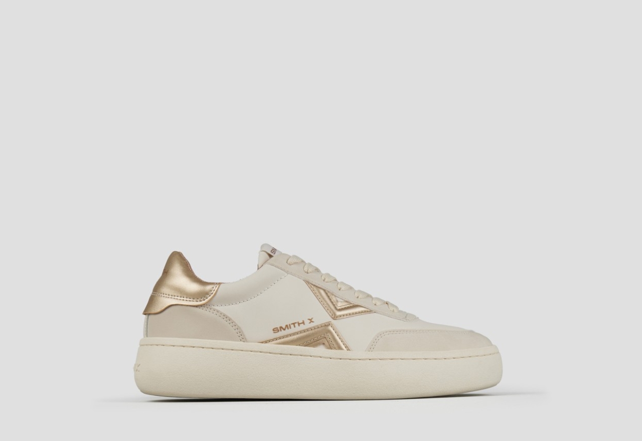 Sneakers Alexander Smith ocean woman in white with gold side logo and heel - 1