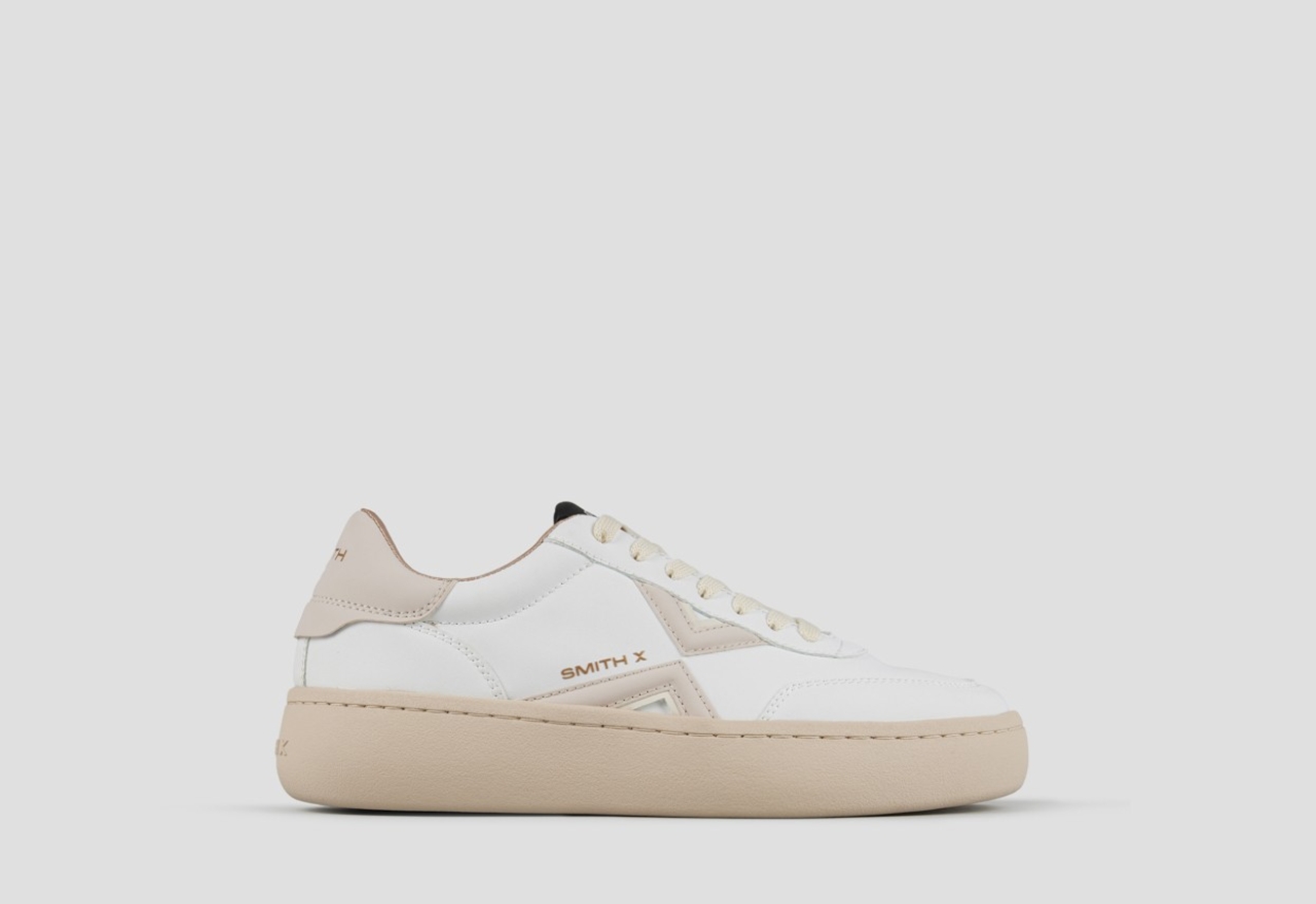 Sneakers Alexander Smith ocean woman in white with pink side logo and heel - 1