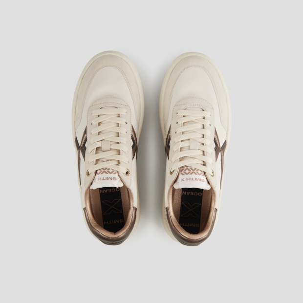 Sneakers Alexander Smith ocean woman in white with bronze side logo and heel - 5