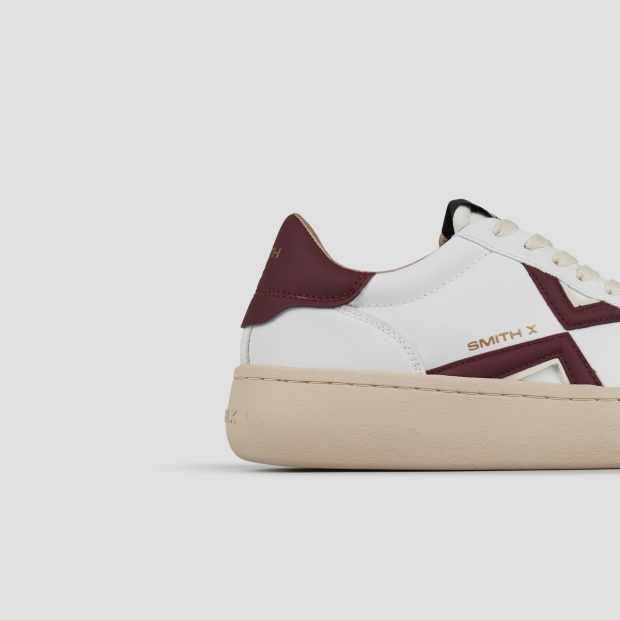 Sneakers Alexander Smith ocean woman in white with dark red side logo and heel - 2