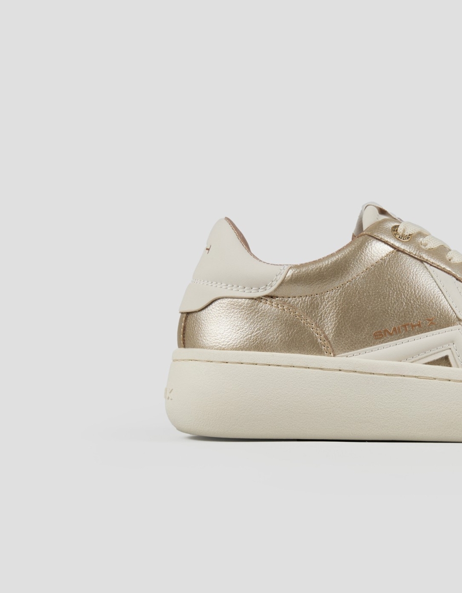 Sneakers Alexander Smith ocean woman in gold laminated with white side logo and heel - 2