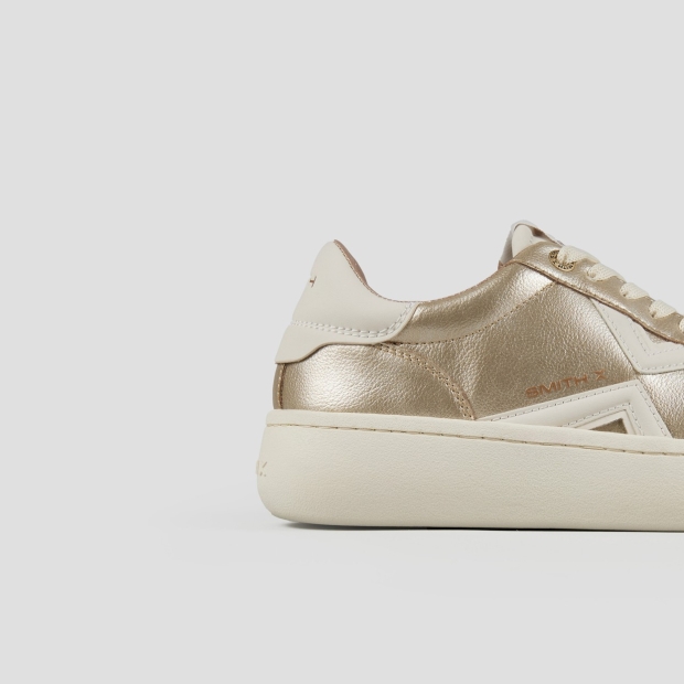 Sneakers Alexander Smith ocean woman in gold laminated with white side logo and heel - 2