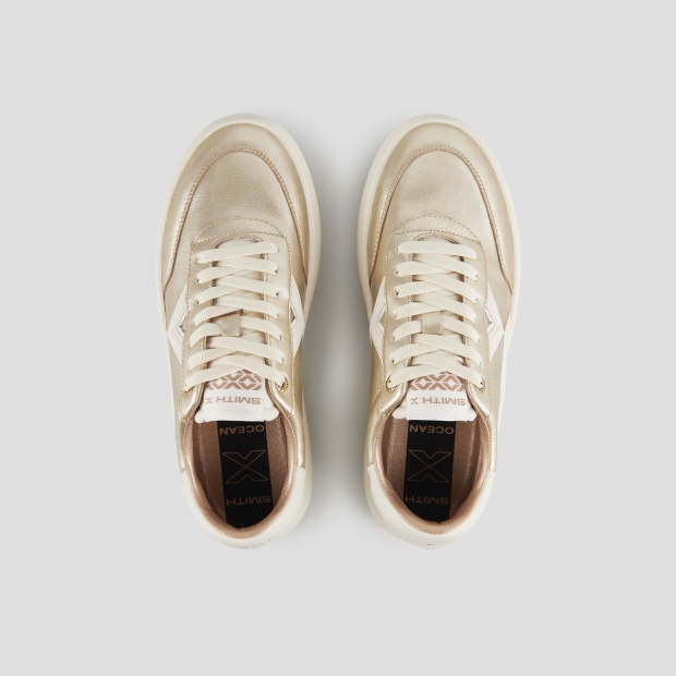 Sneakers Alexander Smith ocean woman in gold laminated with white side logo and heel - 5