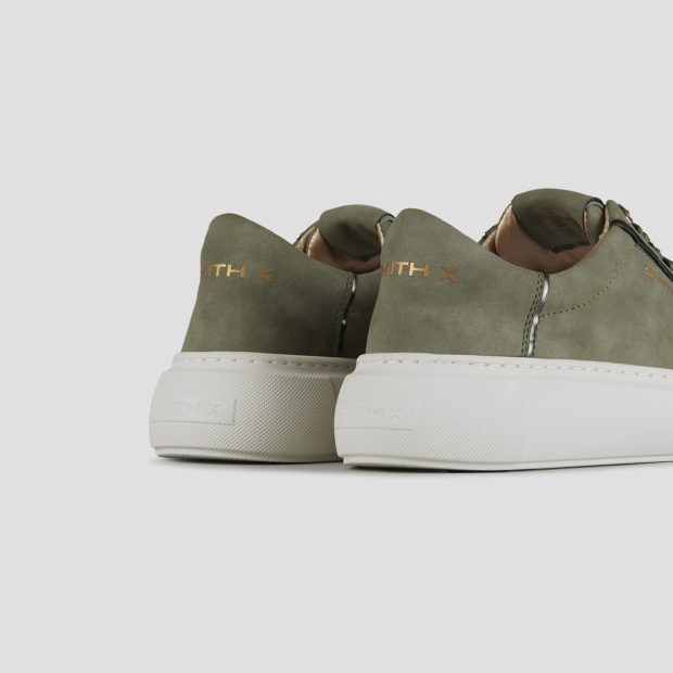 Sneakers Alexander Smith pearl woman in green suede and silver laminated details - 4