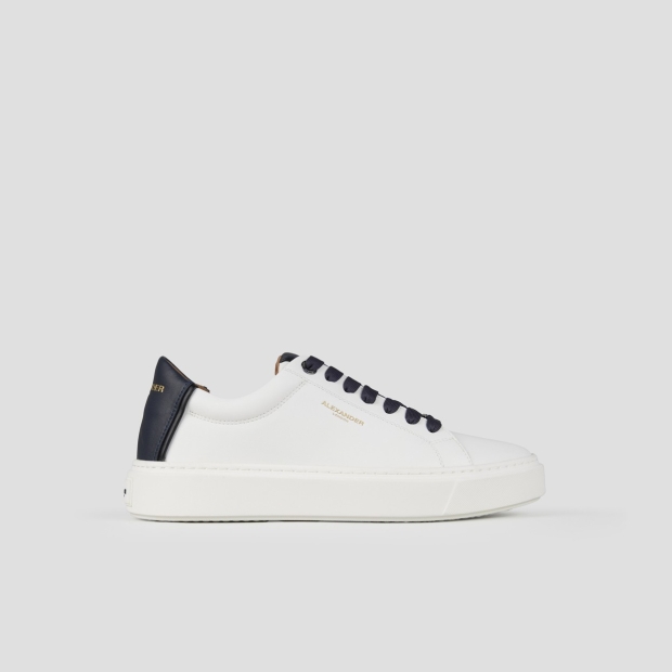 Sneakers Alexander Smith london man in white smooth leather and blue heel - 1