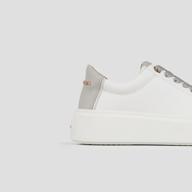 Sneakers Alexander Smith london high woman in smooth white leather and grey palmellato leather heel - 2