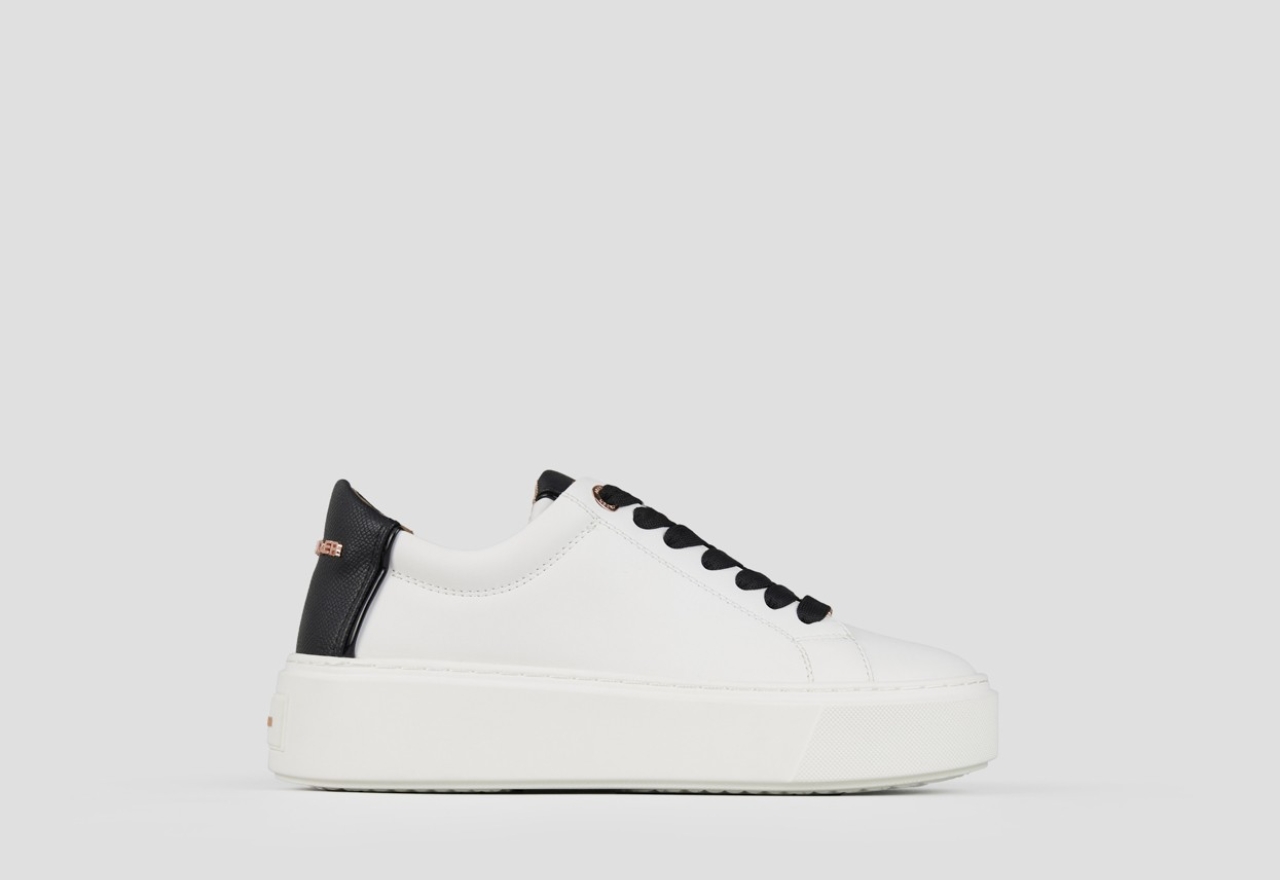 Sneakers Alexander Smith london high woman in smooth white leather and black palmellato leather heel - 1
