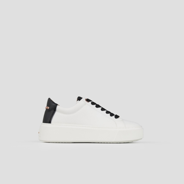 Sneakers Alexander Smith london high woman in smooth white leather and black palmellato leather heel - 1