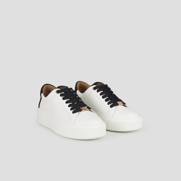 Sneakers Alexander Smith london high woman in smooth white leather and black palmellato leather heel - 3