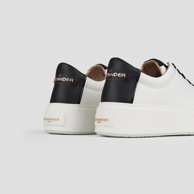 Sneakers Alexander Smith london high woman in smooth white leather and black palmellato leather heel - 4