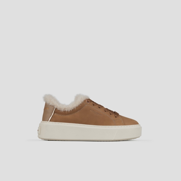Sneakers Alexander Smith london high woman in sand leather and eco-fur lining - 1