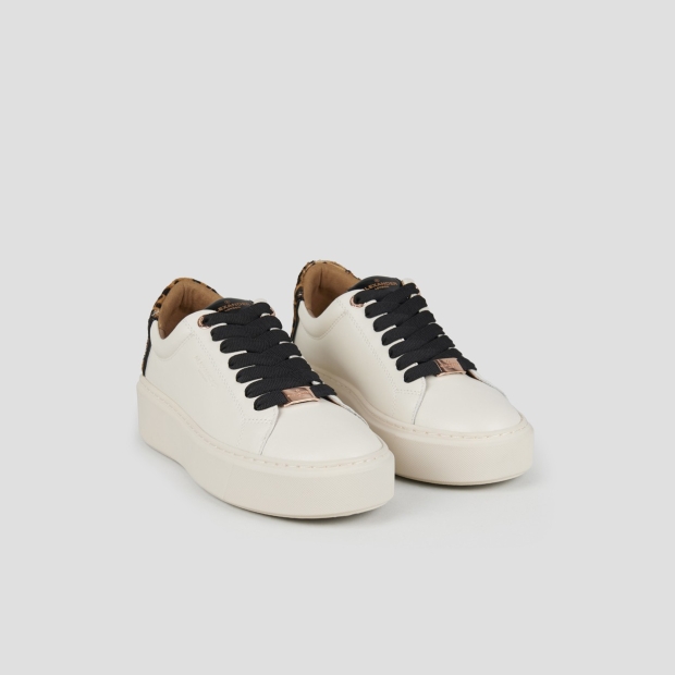 Sneakers Alexander Smith london high woman in smooth white leather and spotted pony heel - 3