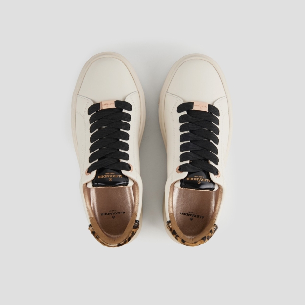 Sneakers Alexander Smith london high woman in smooth white leather and spotted pony heel - 5