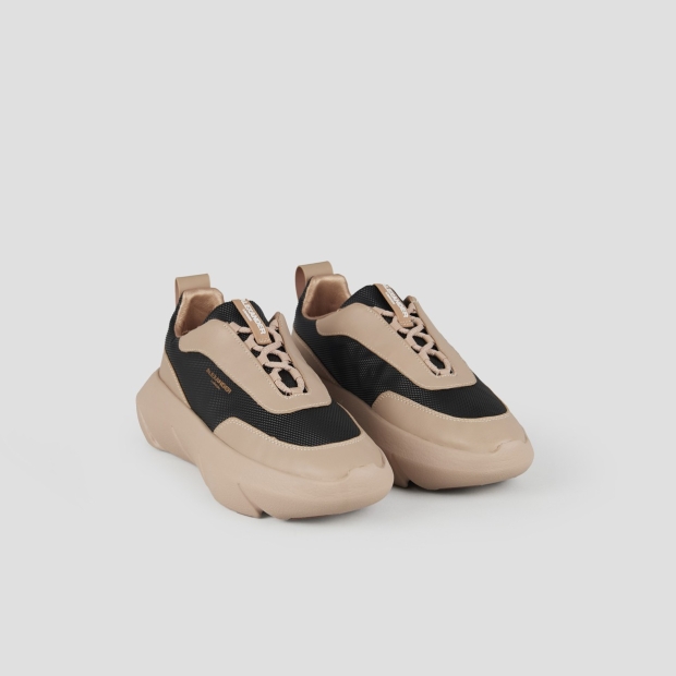 Sneakers Alexander Smith eclipse woman in beige leather and black technical fabric - 3