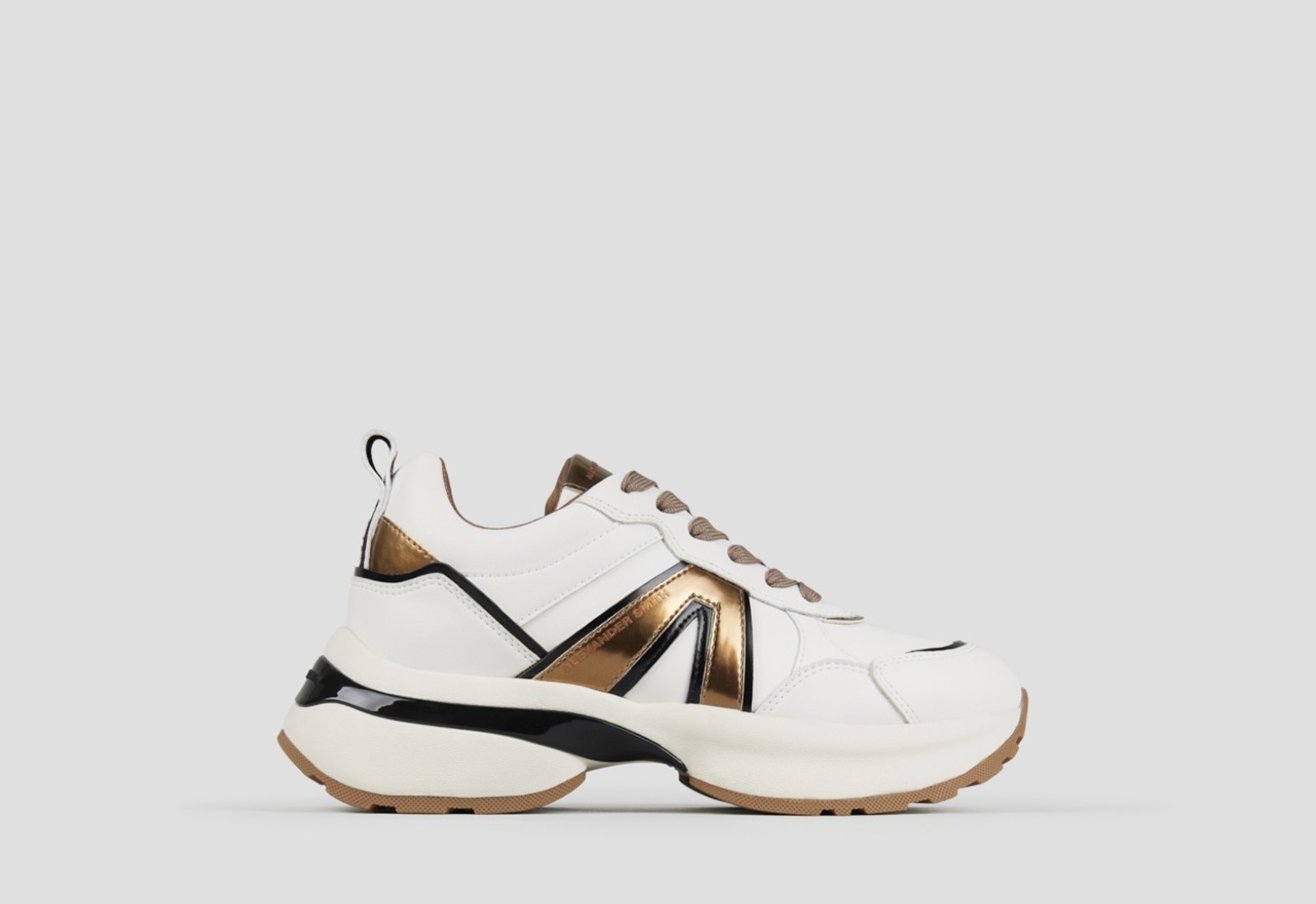 Sneakers Alexander Smith victoria woman in white leather with side logo and details in bronze - 1
