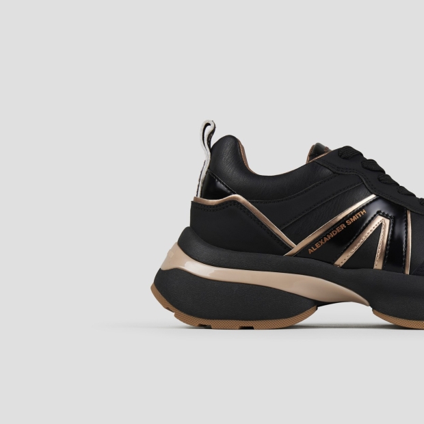 Sneakers Alexander Smith victoria woman in black leather and matte mirror details - 2