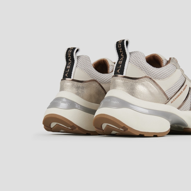 Sneakers Alexander Smith victoria woman in ivory mesh and dusty laminated with gold details - 4