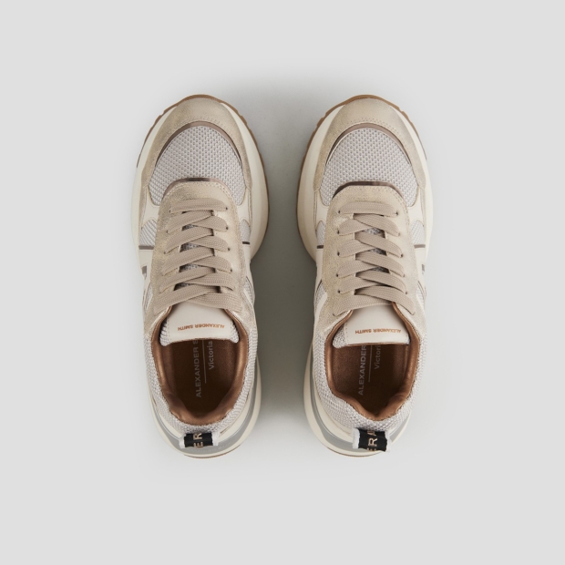 Sneakers Alexander Smith victoria woman in ivory mesh and dusty laminated with gold details - 5