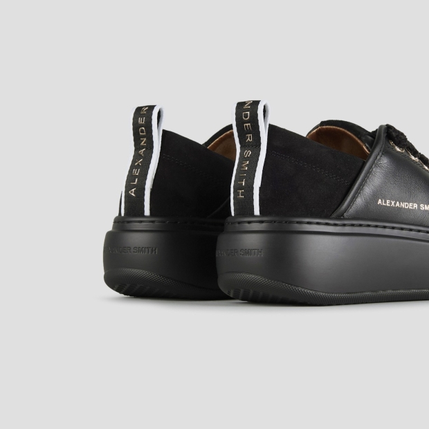 Sneakers Alexander Smith wembley high woman in black leather and black sole - 4