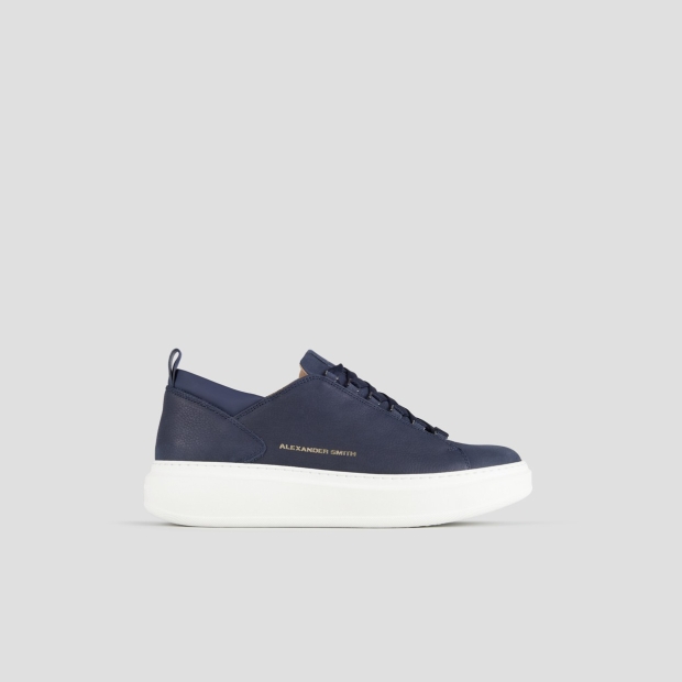 Sneakers Alexander Smith wembley man in blue bottalato nubuck and smooth leather details - 1