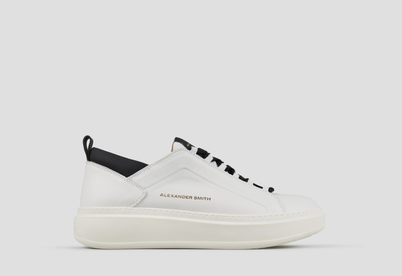 Sneakers Alexander Smith wembley man high frequency in smooth white leather and black details - 1