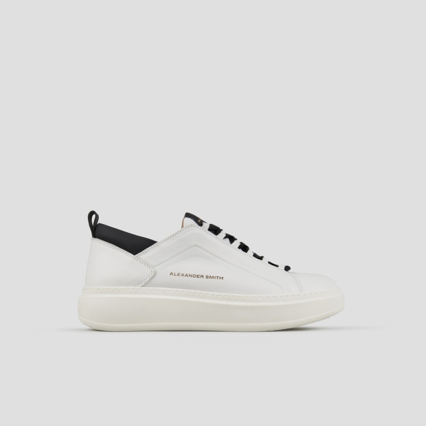 Sneakers Alexander Smith wembley man high frequency in smooth white leather and black details - 1