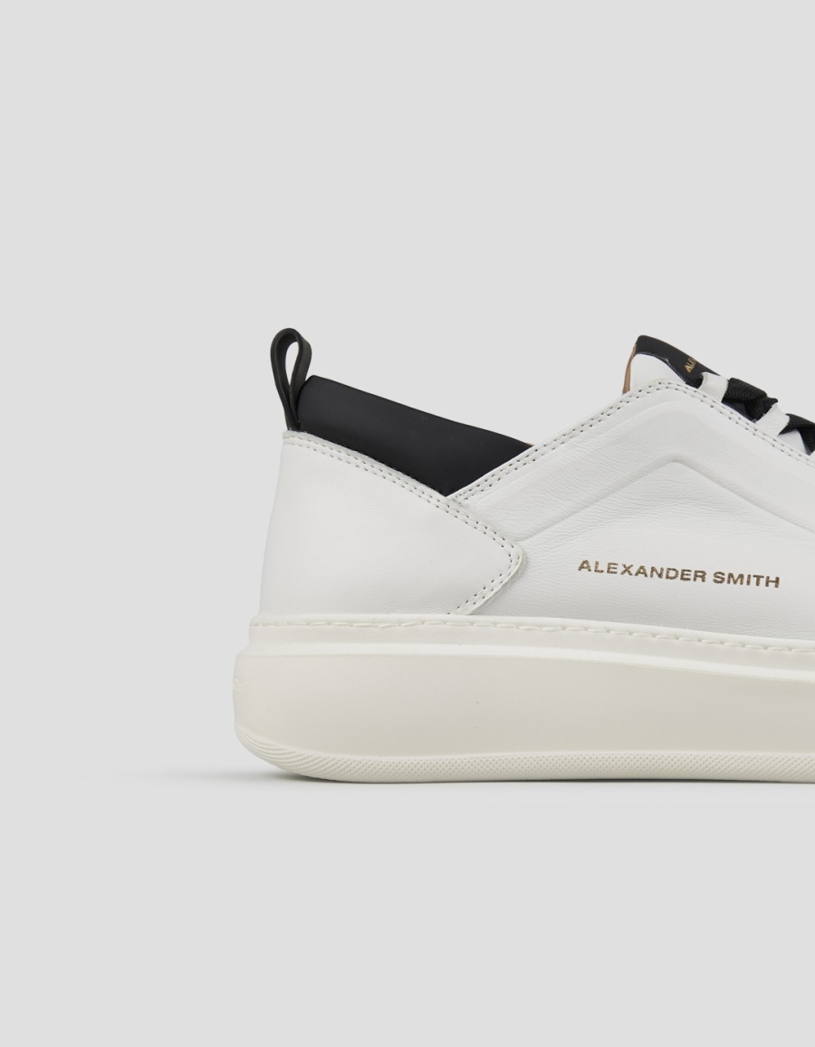 Sneakers Alexander Smith wembley man high frequency in smooth white leather and black details - 2