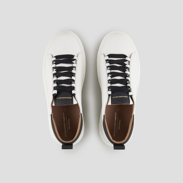 Sneakers Alexander Smith wembley man high frequency in smooth white leather and black details - 5