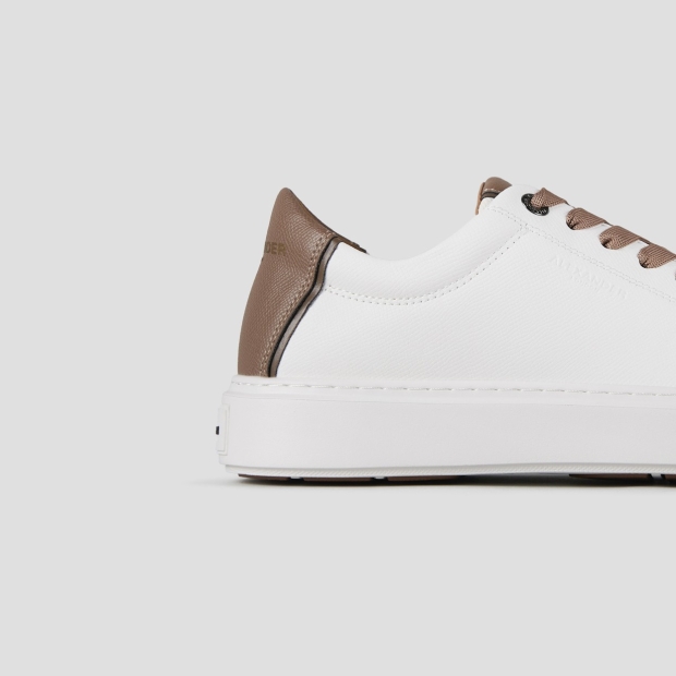 Sneakers Alexander Smith london man in white palmellato leather and light brown heel - 2