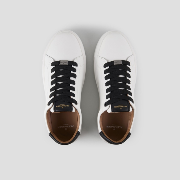 Sneakers Alexander Smith london man in white smooth leather and black heel - 5