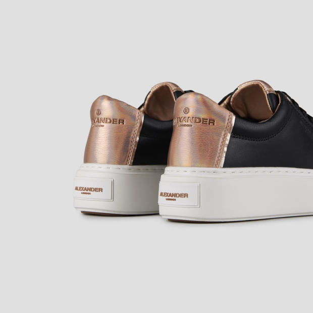 Sneakers Alexander Smith london high woman in black smooth leather and copper laminated heel - 4