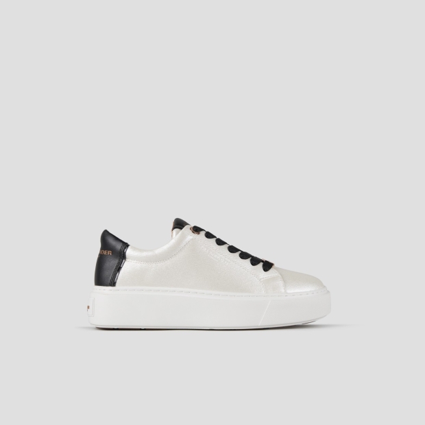 Sneakers Alexander Smith london high woman in white pearly bottalata leather and black heel - 1
