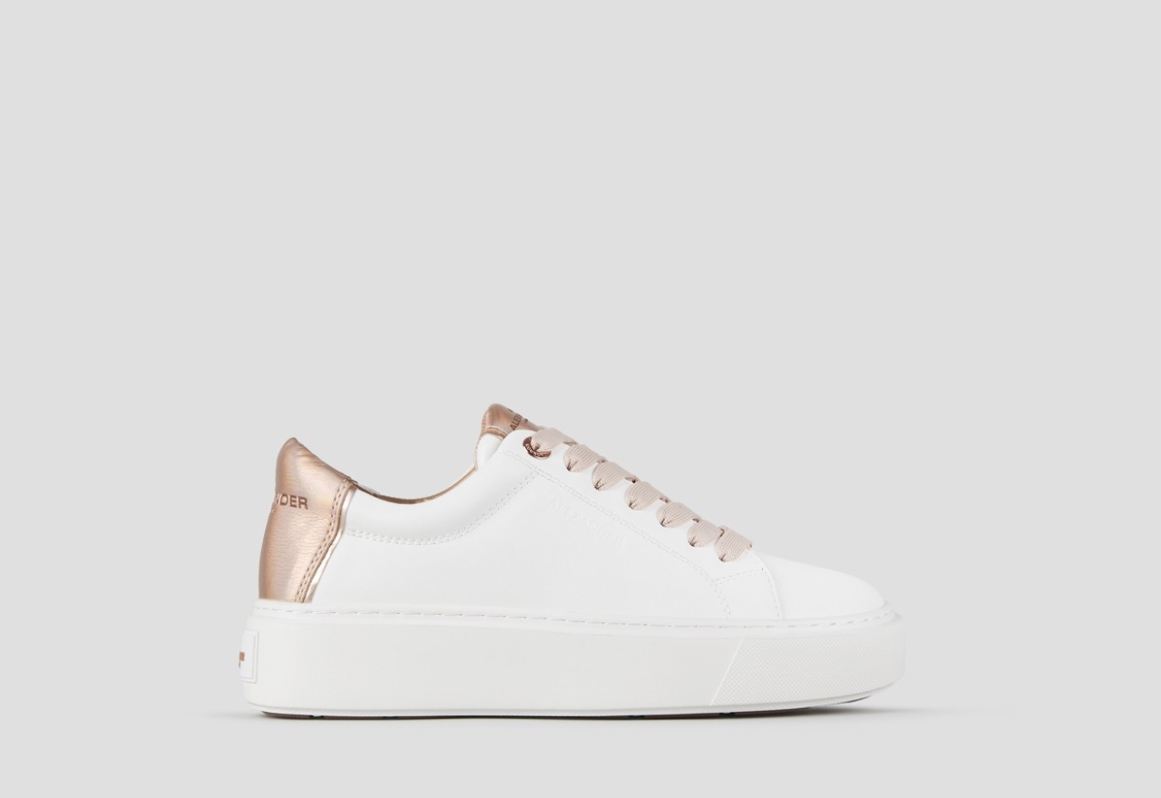 Sneakers Alexander Smith london high woman in white smooth leather and copper laminated heel - 1
