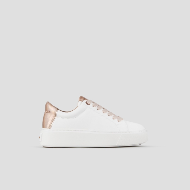 Sneakers Alexander Smith london high woman in white smooth leather and copper laminated heel - 1