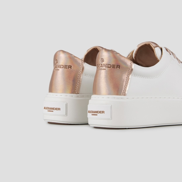 Sneakers Alexander Smith london high woman in white smooth leather and copper laminated heel - 4