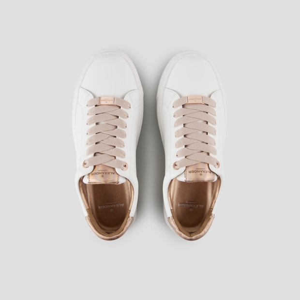 Sneakers Alexander Smith london high woman in white smooth leather and copper laminated heel - 5