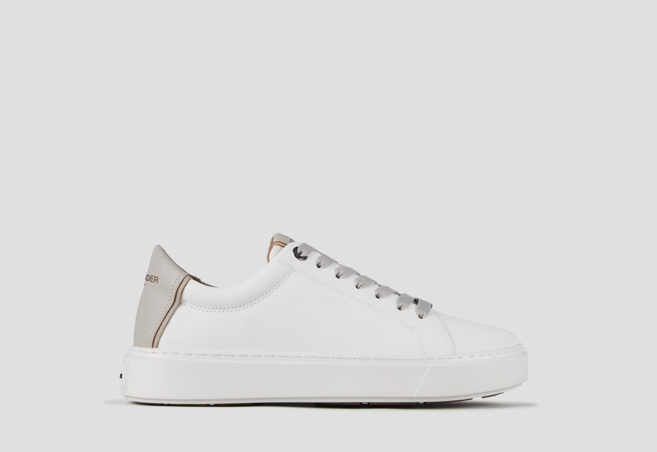 Sneakers Alexander Smith london man in white palmellato leather and light grey heel - 1
