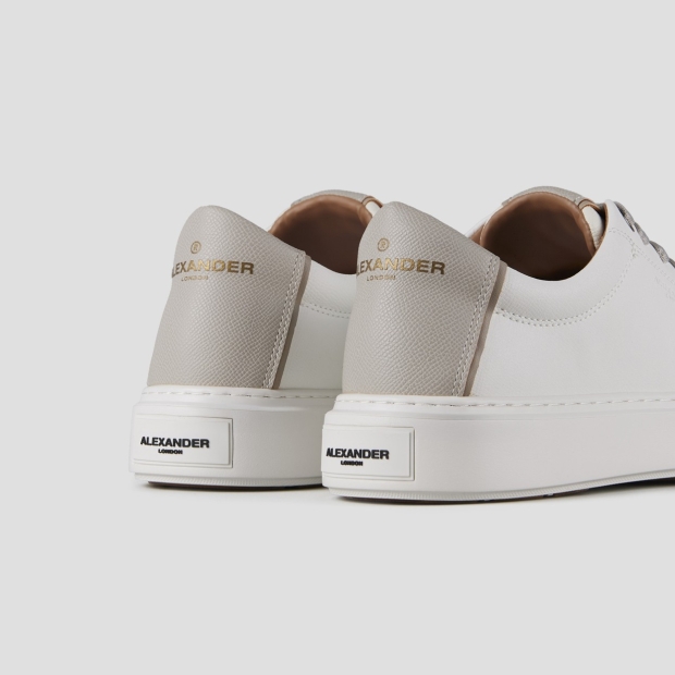Sneakers Alexander Smith london man in white palmellato leather and light grey heel - 4