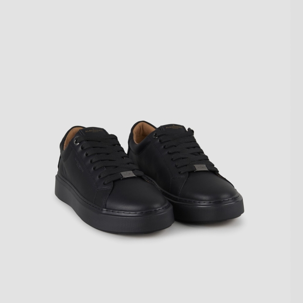 Sneakers Alexander Smith london man in smooth black leather and black sole - 3
