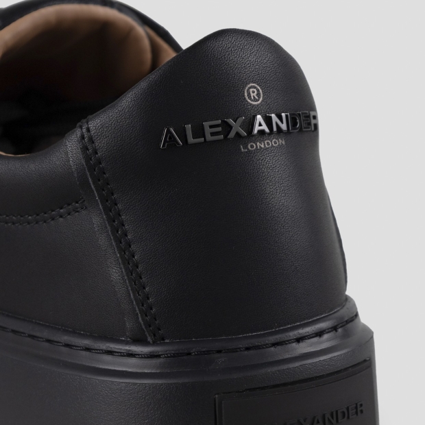 Sneakers Alexander Smith london man in black leather, black sole and metallic logo - 1