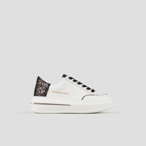 Sneakers Alexander Smith lancaster woman in white leather and spotted laminated bronze heel - 1