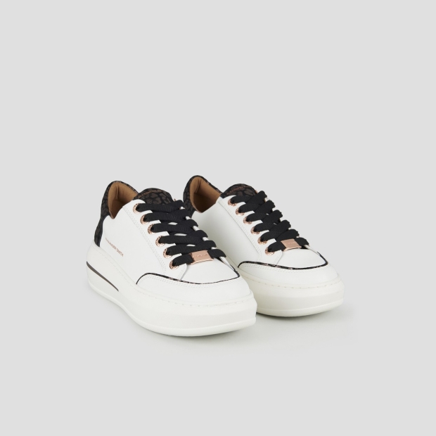 Sneakers Alexander Smith lancaster woman in white leather and spotted laminated bronze heel - 3
