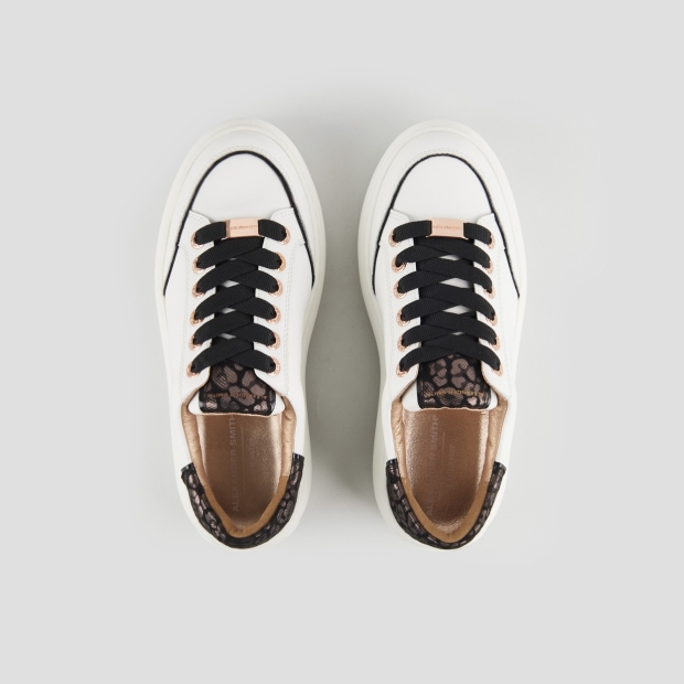 Sneakers Alexander Smith lancaster woman in white leather and spotted laminated bronze heel - 5