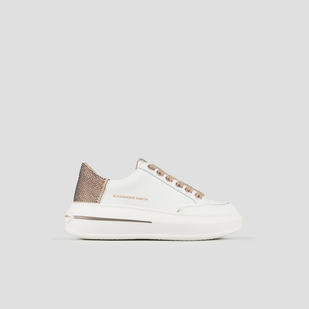Sneakers Alexander Smith lancaster woman in white leather and beige heel with microstuds - 1