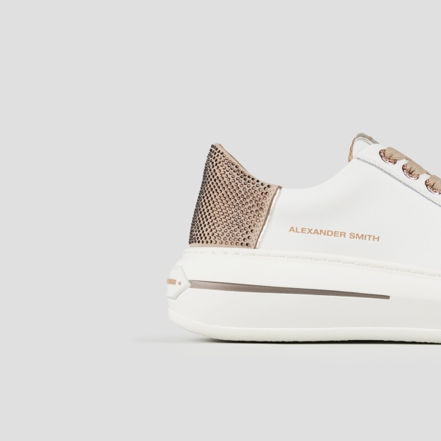 Sneakers Alexander Smith lancaster woman in white leather and beige heel with microstuds - 2