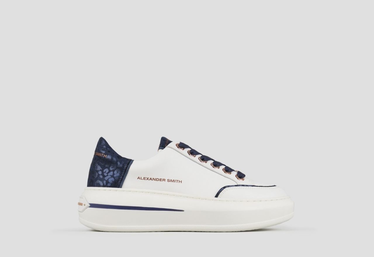Sneakers Alexander Smith lancaster woman in white leather and spotted laminated blue heel - 1